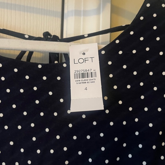 LOFT navy & white dot dress, size 4 - Picture 2 of 3